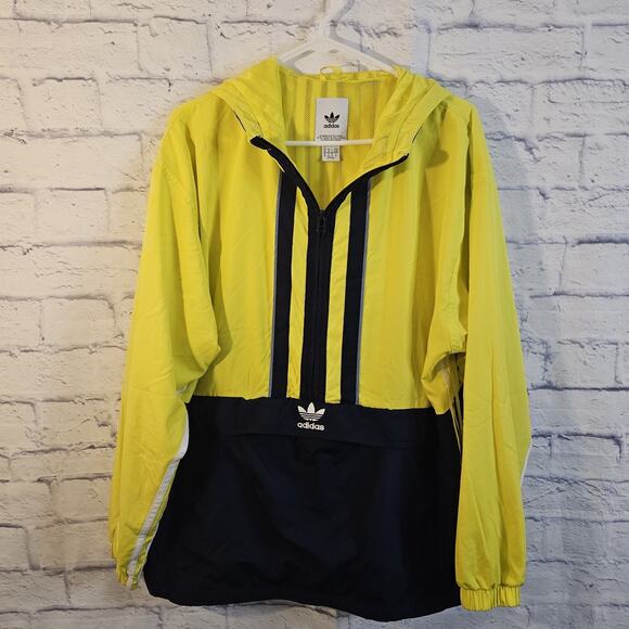 adidas Other - ADIDAS Men Arondak Windbreaker Jacket Sz M Pullover 1/2 Zip Blue Yellow